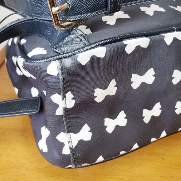 Kate Spade Wilson Road Bow Backpack Small Bradley Travel Bag Black White Print - Picture 11 of 15